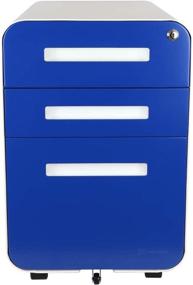 img 3 attached to 💙 Bindertek Glide Steel 3-Drawer Locking Mobile File Cabinet - Letter/Legal Size - Blue (Assembled)