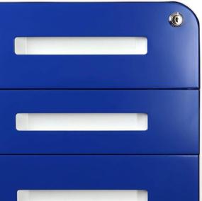 img 1 attached to 💙 Bindertek Glide Steel 3-Drawer Locking Mobile File Cabinet - Letter/Legal Size - Blue (Assembled)