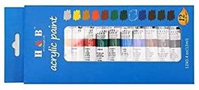 img 3 attached to 🎨 H & B Acrylic Paint Set: 12 Vibrant Colors for Canvas, Wood, Ceramic, Fabric. Non Toxic, Lasting Quality for Artists