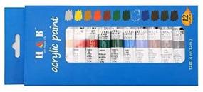 img 4 attached to 🎨 H & B Acrylic Paint Set: 12 Vibrant Colors for Canvas, Wood, Ceramic, Fabric. Non Toxic, Lasting Quality for Artists