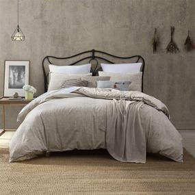 img 3 attached to 🛏️ Brielle Home Callan Boho Chic 3pcs Bedding Set - 100% Cotton Texture Printed Comforter Set with 2 Shams - All Season - Taupe, King/Cal King