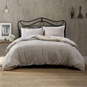 img 4 attached to 🛏️ Brielle Home Callan Boho Chic 3pcs Bedding Set - 100% Cotton Texture Printed Comforter Set with 2 Shams - All Season - Taupe, King/Cal King