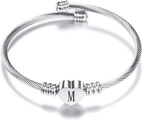 img 4 attached to 💎 Stainless Initial Engraved Bracelet for Girls - VQYSKO Girls' Jewelry Bracelet