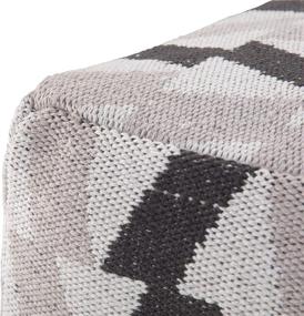 img 2 attached to 🛋️ SIMPLIHOME Heath Square Pouf, Black, Grey, White Patterned Hand Woven Cotton Upholstery, Ideal for Living Room, Bedroom, Kids Room - Transitional, Modern Design