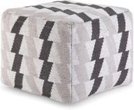 🛋️ simplihome heath square pouf, black, grey, white patterned hand woven cotton upholstery, ideal for living room, bedroom, kids room - transitional, modern design logo