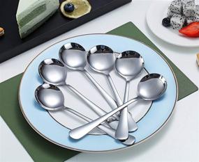 img 2 attached to 🥄 Stainless Steel Round Soup Spoons - Set of 6, Kyraton Dinner Spoon Table Spoon, Dishwasher Safe Silverware