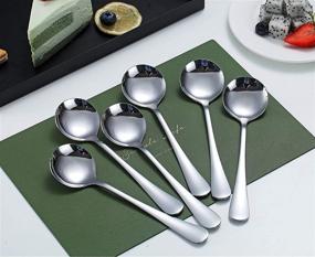 img 3 attached to 🥄 Stainless Steel Round Soup Spoons - Set of 6, Kyraton Dinner Spoon Table Spoon, Dishwasher Safe Silverware