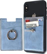 📱 blue card holder wallet stick on with ring stand for iphone & cellphones logo