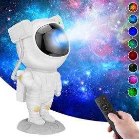 img 4 attached to 🌌 Starry Night Adventure: TikTok Astronaut Galaxy Projector, Remote Control, 360° Rotation & Magnetic Head for Kids Room & Gaming Decor