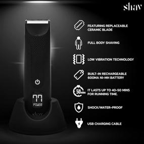img 2 attached to 🪒 SHAV Electric Below-The-Belt Trimmer for Men: Grooming Made Easy with Replaceable Ceramic Blade, Waterproof Body Shaver & Standing Recharge Dock