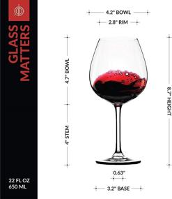 img 2 attached to 🍷 Premium Set of 3 Red Wine Glasses – Crystal Glass with Long Stem and Large Bowl (22oz) for Optimal Tasting Experience