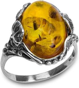 img 1 attached to 💍 Ian and Valeri Co. Baltic Amber Sterling Silver Filigree Oval Ring: A Timeless Elegance in Jewelry