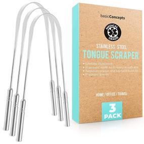 img 4 attached to 👅 Medical Grade Stainless Steel Tongue Scraper (3 Pack) for Fresh Breath - Reduce Bad Breath with Metal Tongue Cleaners