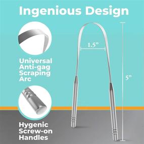 img 1 attached to 👅 Medical Grade Stainless Steel Tongue Scraper (3 Pack) for Fresh Breath - Reduce Bad Breath with Metal Tongue Cleaners
