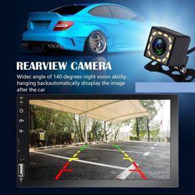 img 1 attached to 🚗 Автомобильный стерео-приемник Podofo Double Din: Bluetooth автомобильное радио с 7-дюймовым HD сенсорным экраном, мультимедийным плеером, поддержкой FM/USB/AUX/D-Play, зеркальной ссылкой iOS/Android, включая камеру заднего вида.