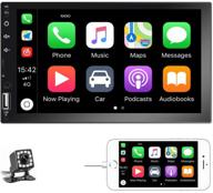 🚗 podofo double din car stereo: bluetooth car radio with 7'' hd touchscreen, multimedia player, fm/usb/aux/d-play support, ios/android mirror link, rear view camera inclusively. logo