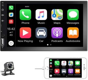 img 4 attached to 🚗 Автомобильный стерео-приемник Podofo Double Din: Bluetooth автомобильное радио с 7-дюймовым HD сенсорным экраном, мультимедийным плеером, поддержкой FM/USB/AUX/D-Play, зеркальной ссылкой iOS/Android, включая камеру заднего вида.