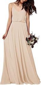 img 3 attached to EverLove Spaghetti Chiffon Bridesmaid Dresses