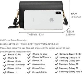 img 3 attached to Женская маленькая кожаная сумка через плечо для телефона, сумка через плечо, дорожная сумка-мессенджер, сумка для мобильного телефона, чехол-кобура, чехол-бумажник, держатель для карт для IPhone 12Pro 12 11Pro 11 8 Plus Xs Max X Xr 8/7 (A-Grey)