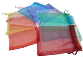 img 3 attached to 🎁 100Pcs Random Color ZXUY Satin Drawstring Organza Bags Pouch - Perfect Wedding Party Favors