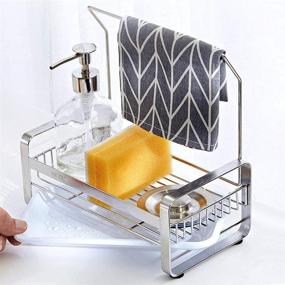 img 3 attached to 🧽 SUS304 Stainless Steel Sponge Holder - Large Kitchen Sink Organizer with Sink Caddy and Tray