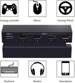 img 2 attached to 🎮 EEEKit 5 Port Hub for PS4: USB 3.0/2.0 High-Speed Expansion, Charger, Controller Adapter Connector – Compatible with Playstation 4 Gaming Console (Not for PS4 Slim/PRO)