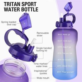 img 2 attached to Kuanlok 64oz Motivational Water Bottle with Time Marker, Straw and Leakproof Design - BPA Free Tritan Half Gallon Jug for Fitness, Gym, and Outdoor Sports