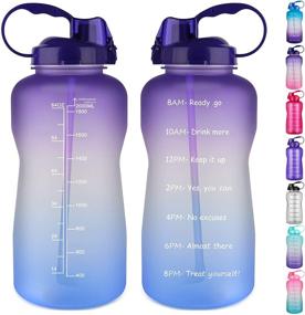 img 4 attached to Kuanlok 64oz Motivational Water Bottle with Time Marker, Straw and Leakproof Design - BPA Free Tritan Half Gallon Jug for Fitness, Gym, and Outdoor Sports