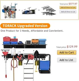 img 1 attached to TORACK Heavy Duty Steel Racks - Garage Storage Organizer Systems with Wall Mount Overhead Shelving, 6-Pack 12'' Double Hooks, and 48''x 7'' Floating Shelves - Supports up to 1200Ibs