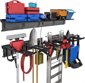 img 4 attached to TORACK Heavy Duty Steel Racks - Garage Storage Organizer Systems with Wall Mount Overhead Shelving, 6-Pack 12'' Double Hooks, and 48''x 7'' Floating Shelves - Supports up to 1200Ibs