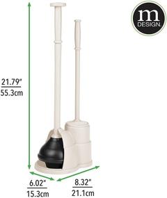 img 3 attached to mDesign Slim Compact Bathroom Toilet Bowl Brush and Plunger Combo Set with Storage Holder - Sturdy, Heavy Duty, Deep Cleaning - Cream/Beige, Covered Brush