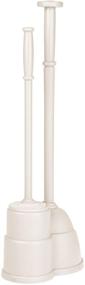 img 1 attached to mDesign Slim Compact Bathroom Toilet Bowl Brush and Plunger Combo Set with Storage Holder - Sturdy, Heavy Duty, Deep Cleaning - Cream/Beige, Covered Brush