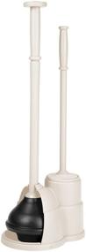 img 4 attached to mDesign Slim Compact Bathroom Toilet Bowl Brush and Plunger Combo Set with Storage Holder - Sturdy, Heavy Duty, Deep Cleaning - Cream/Beige, Covered Brush