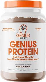 img 4 attached to 🍫 Гейнер Genius Protein Powder - смесь на основе молока и яичного белка, полученных от коров, пасущихся на траве, для набора сухой мышечной массы у мужчин и женщин. | Природный продукт после тренировок для восстановления мышц, шейк с шоколадным вкусом.