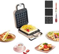 🧇 liven mini 3-in-1 waffle maker with removable non-stick plates, compact design - perfect for on-the-go breakfast, lunch, snack in pink логотип