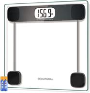 beautural digital body weight scale: precision weighing, step-on technology, 400 lb capacity, large display logo