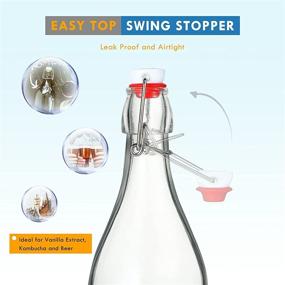 img 2 attached to YEBODA Clear Glass Bottles with Stopper: Perfect for Home Brewing Beer, Kombucha, Kefir, and More! 32 oz (4 Set)