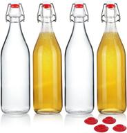 yeboda clear glass bottles with stopper: perfect for home brewing beer, kombucha, kefir, and more! 32 oz (4 set) logo