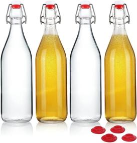 img 4 attached to YEBODA Clear Glass Bottles with Stopper: Perfect for Home Brewing Beer, Kombucha, Kefir, and More! 32 oz (4 Set)