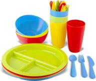 🍽️ plaskidy plastic dinnerware sets for kids logo