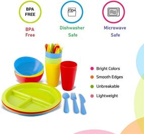 img 1 attached to 🍽️ Plaskidy Plastic Dinnerware Sets for Kids