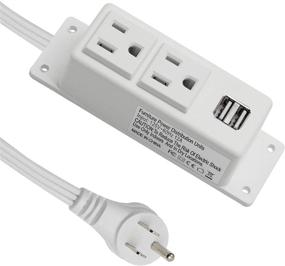 img 4 attached to 💡 Convenient BTU Desktop Power Strip with USB, 2 AC Outlets, and Mountable Design - White