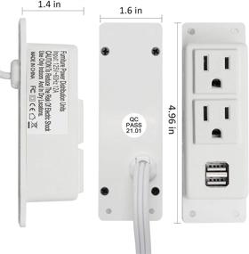 img 3 attached to 💡 Convenient BTU Desktop Power Strip with USB, 2 AC Outlets, and Mountable Design - White