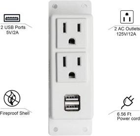 img 2 attached to 💡 Convenient BTU Desktop Power Strip with USB, 2 AC Outlets, and Mountable Design - White
