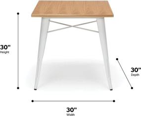 img 1 attached to 🍽️ OFM 161 Collection Industrial Modern 30-Inch Square Dining Table, White/Natural Finish, Wooden Tabletop with Galvanized Steel Frame