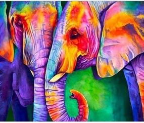 img 4 attached to SWEETHOMEDECO Diamond Painting: Big Pattern Elephant Kit with 32 Colors - Perfect for Adults, 15.7"x19.6" Round Diamond Art