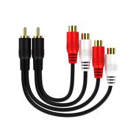 🔊 high-quality 2-pack audio speaker y adapter splitter cable - ofc conductor, dual shielding, gold plated, metal shell, flexible pvc jacket - 0.2m / 0.6ft logo