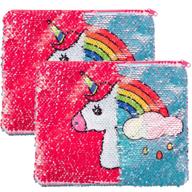 unicorn glittery reversible cosmetic organizer logo