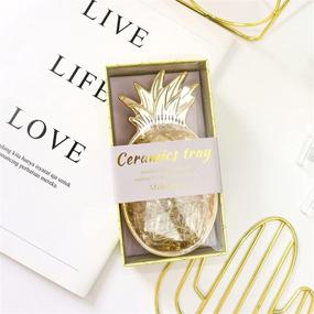 img 3 attached to 🍍 Gold Pineapple Desktop Organizer Set: Cute Binder Clips, Paper Clips, and Jewelry Tray for Desk Accessories and Home Decor