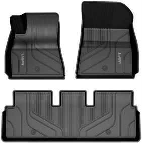 img 4 attached to 🚗 LASFIT Floor Mats for Tesla Model 3 2017-2021: All-Weather Custom Fit TPE Car Floor Liners in Black